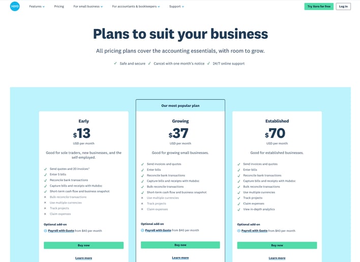 saas-pricing-example-xero