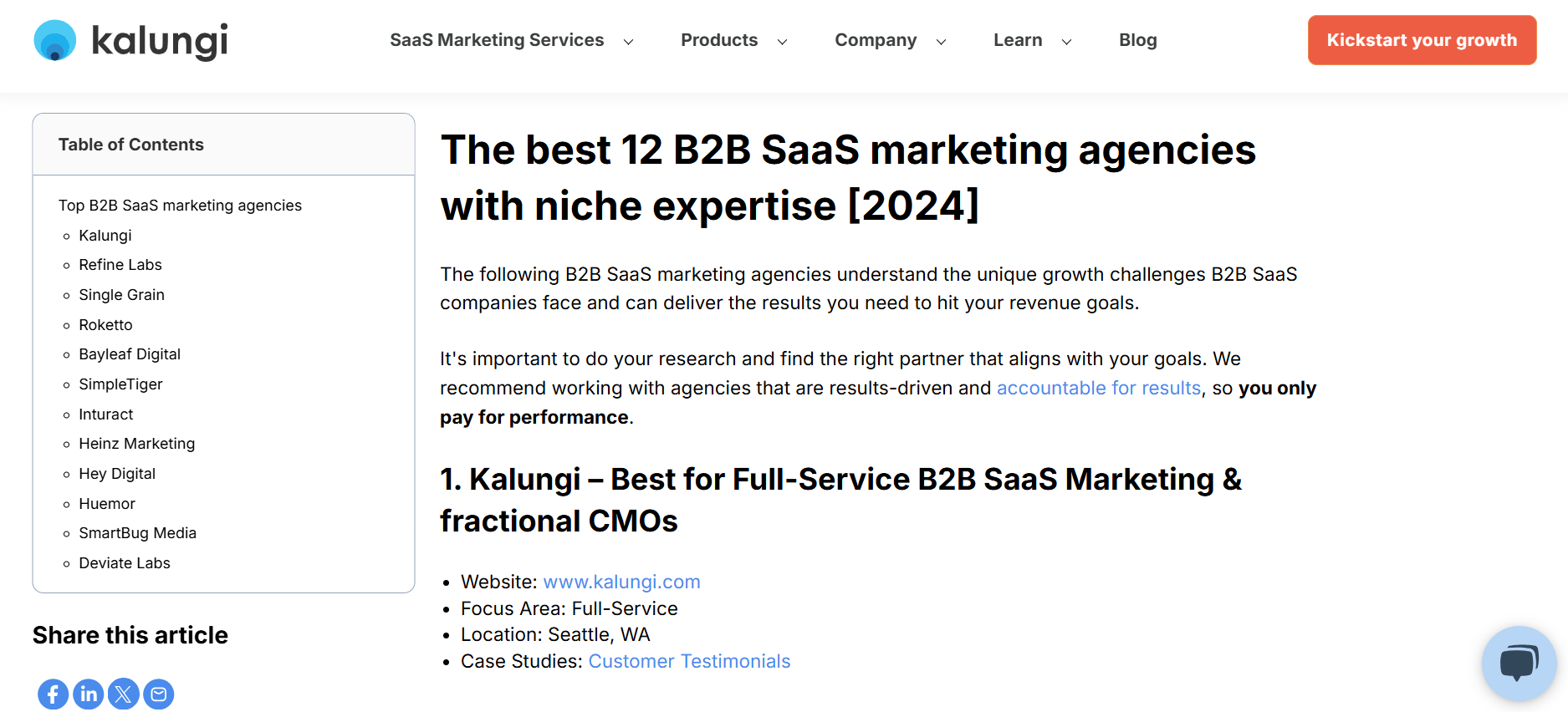 Blogging early stage saas listicle