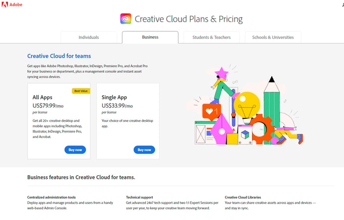 adobe pricing page