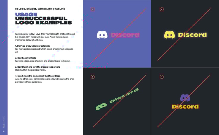 B2B SaaS branding guideline example - Discord logo usage