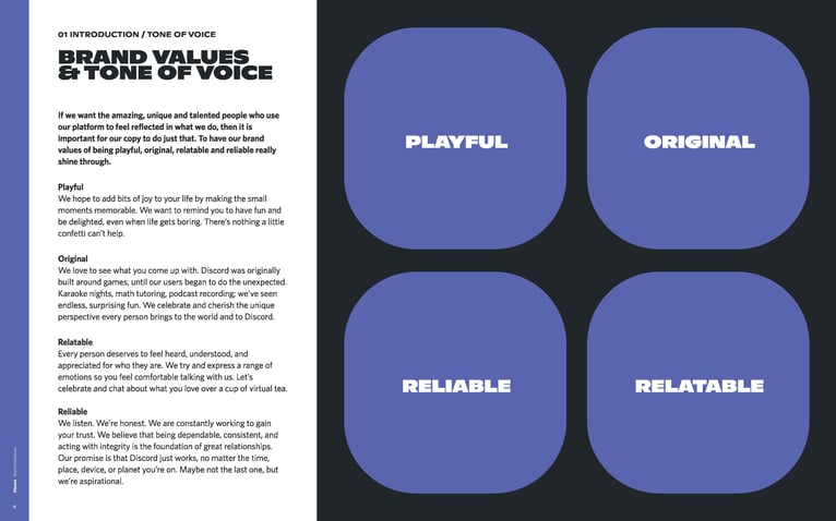 B2B SaaS branding guidelines example - Discord's brand voice