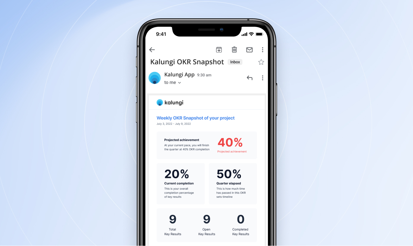 OKR mobile email