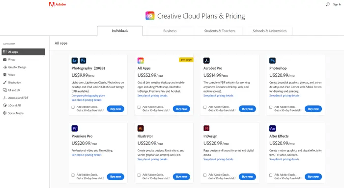 Adobe SaaS value based pricing example