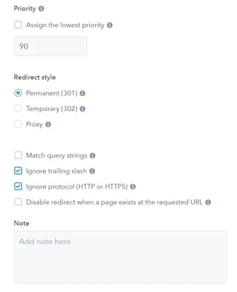 Advance setting of HubSpot URL redirects