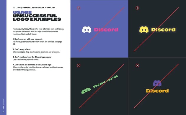 B2B SaaS branding guideline example - Discord logo usage
