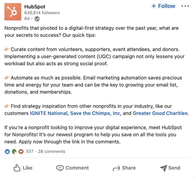 LinkedIn how-to example post