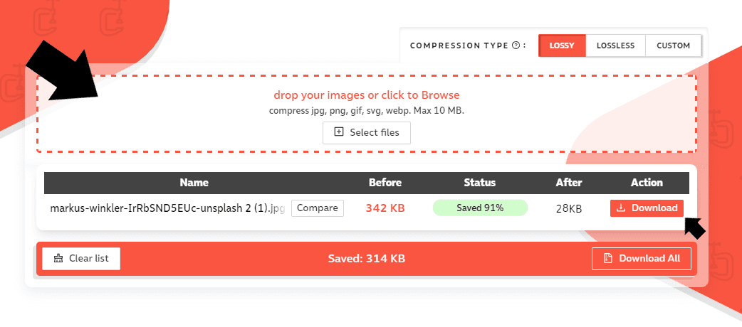 Using compressor like compressor.io to increase page speed