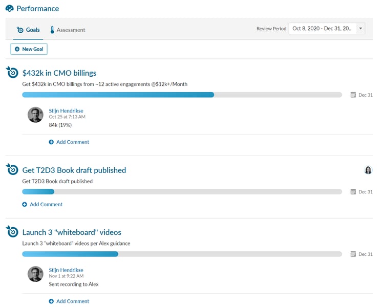 bambooHR tool for marketing OKRs