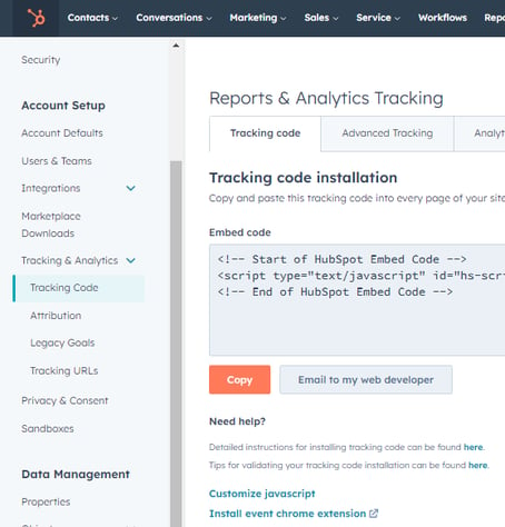 hubspot tracking code