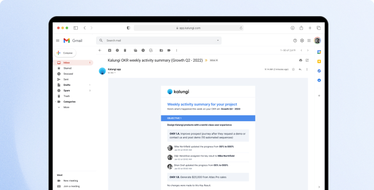 OKR updates and notifications