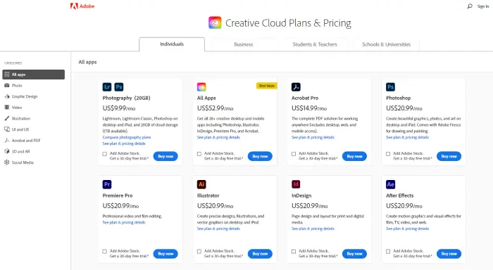 Adobe SaaS value based pricing example