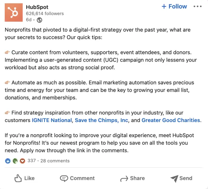 LinkedIn how-to example post
