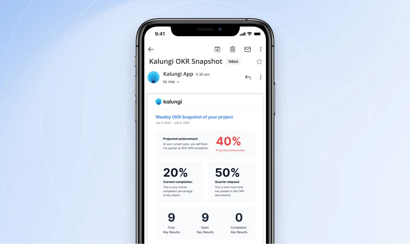OKR mobile email