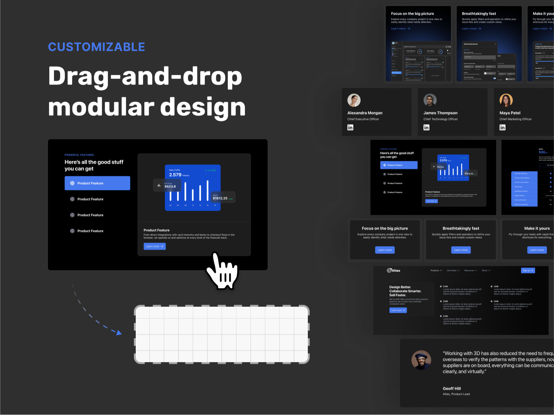 Drag and drop, modular design