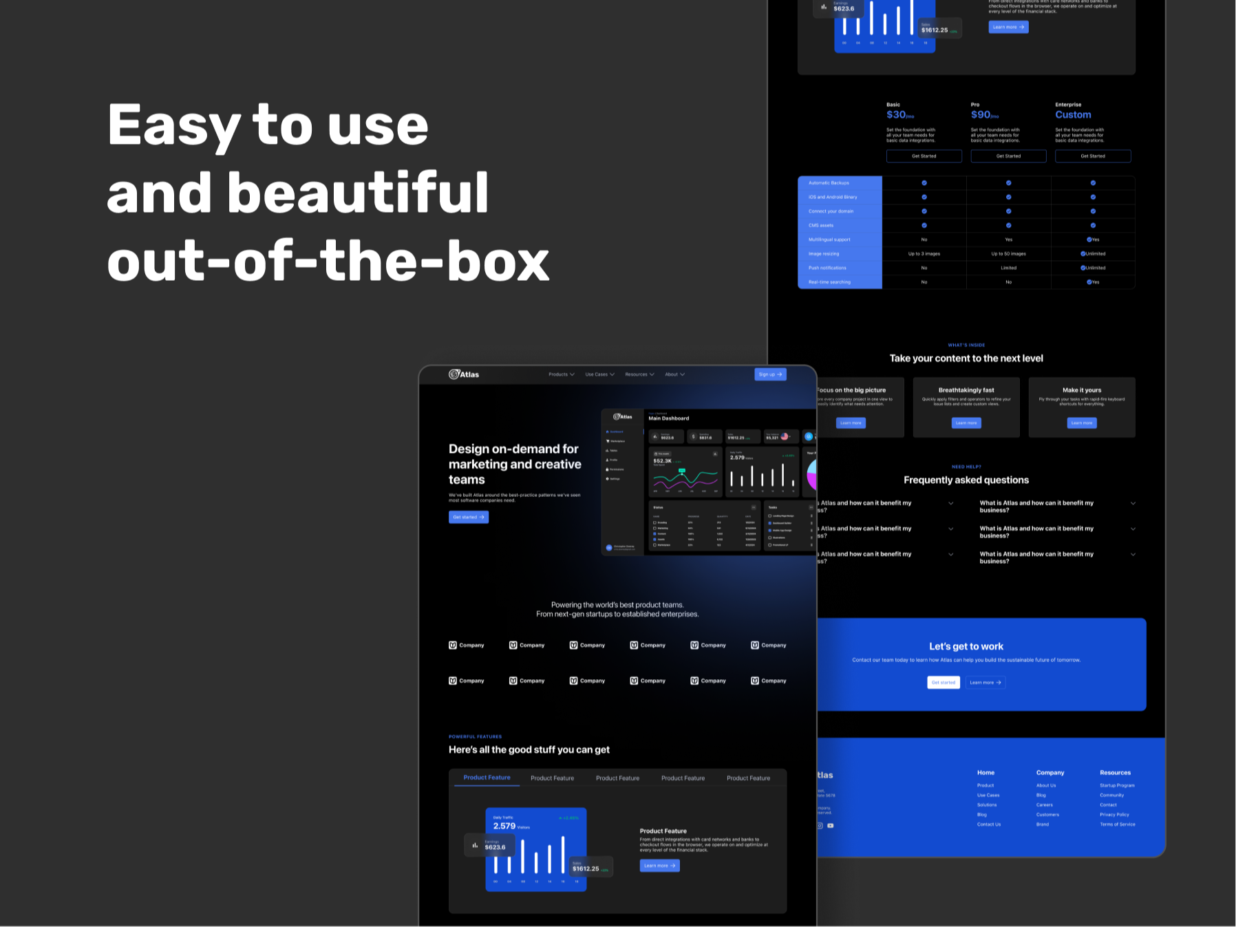 Easy to use and beautiful out-of-the-box