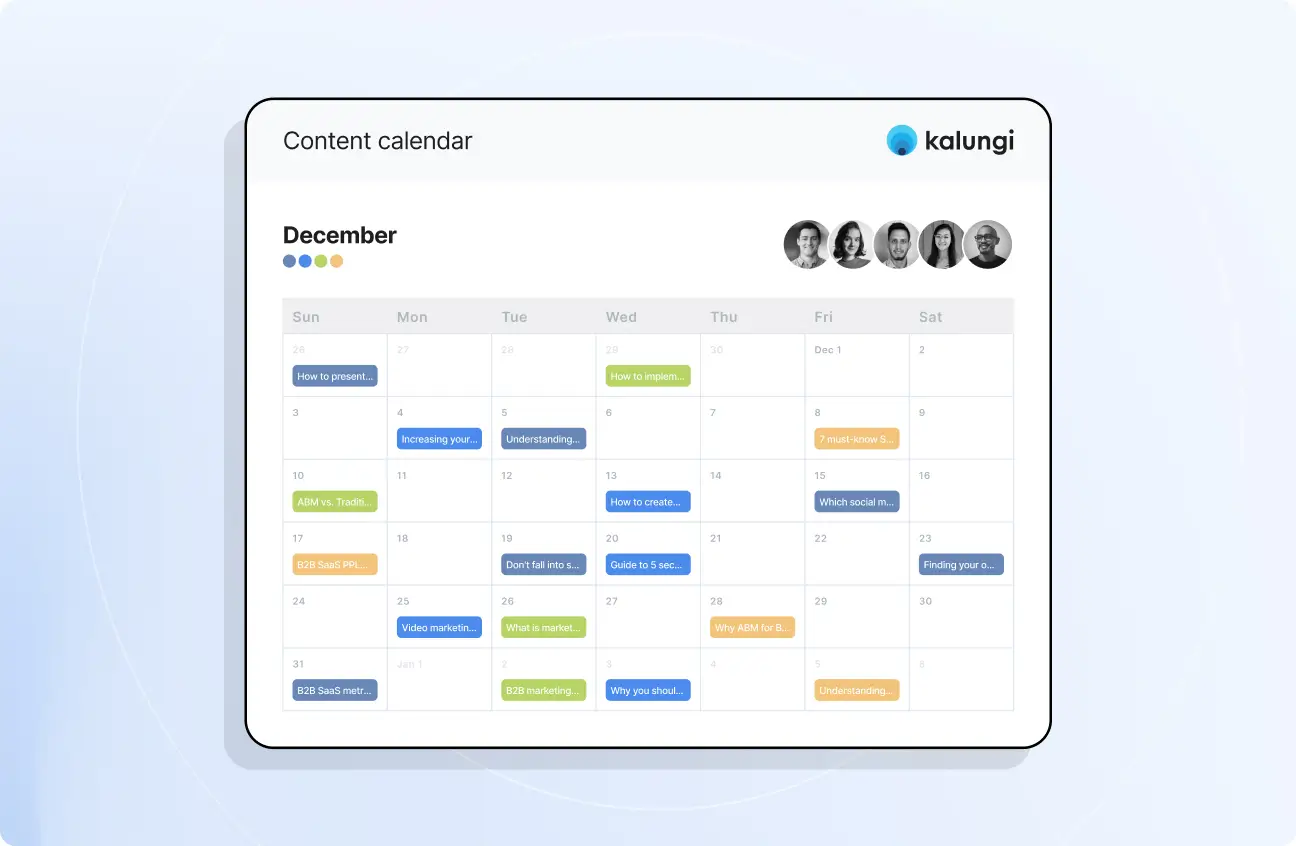 b2b saas content calendar example